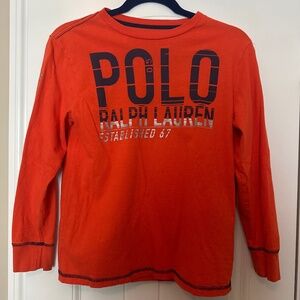 Polo Ralph Lauren Long Sleeve Logo Tee - Boys’ Medium - Bright Orange